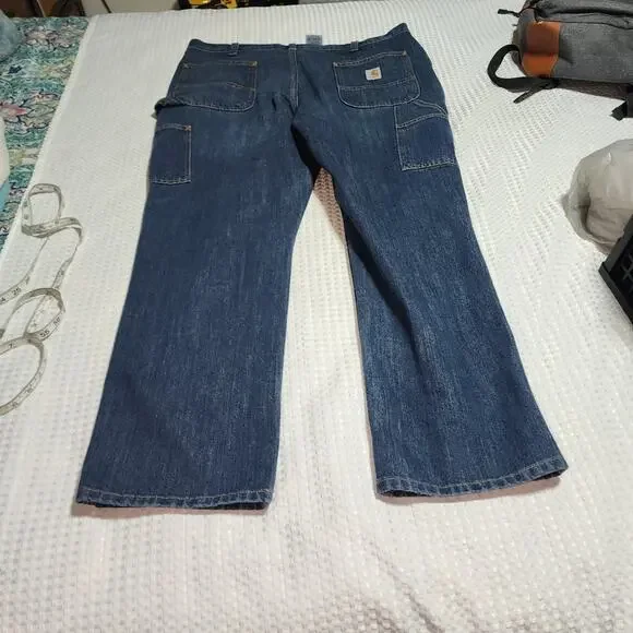 CARHARTT EUC MENS SIZE 42 x 30 DENIM CARGO CARPENTER JEANS - Picture 7 of 11